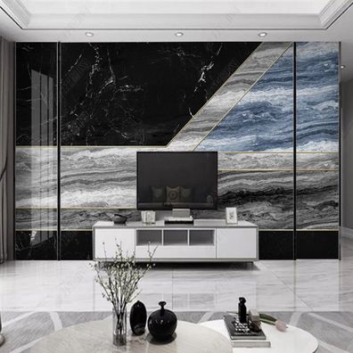 Vlies Fototapete Wandtapete Wandbilder Schwarz Weiße Blaue Marmorstein 11163