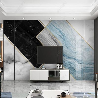 Vlies Fototapete Wandtapete Wandbilder Schwarz Weiße Blaue Marmorstein 11164