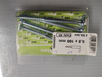 Schlitzschraubhaken, Bilderhaken, 5,8 x 100 VZ. 4 Stück