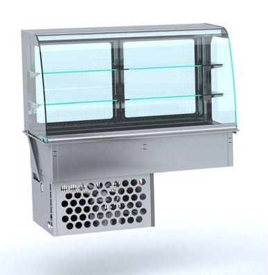 Combisteel Einbau-Kühlvitrine mit rundem Glasaufbau und Umluft GN41