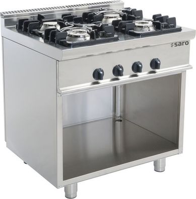 Gastronomie Saro Gasherd Mit Offenem Unterbau Modell E7Kupg4Ba, Maße B 800 X T