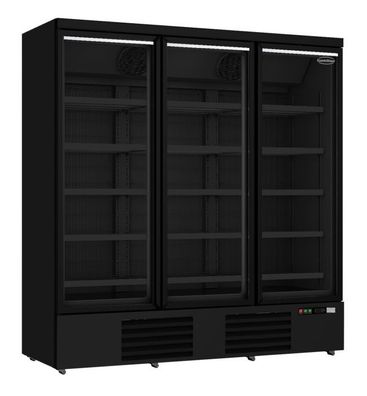 Gastronomie Tiefkühlschrank 3 Glastüren Schwarz Jde-1530F Bl