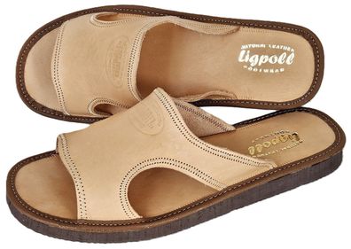 Hausschuhe - Latschen - Slipper Gr.40 bis 46 Echt Jucht (Rinds) Leder Bequem + LEICHT