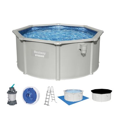 Hydrium™ Stahlwandpool Komplett-Set mit Sandfilteranlage Ø 300 x 120 cm, granitgra
