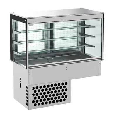 Combisteel Einbau-Kühlvitrine mit eckig geschlossenem Glasaufbau GN31