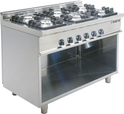 Gastronomie Saro Gasherd Mit Offenem Unterbau Modell E7Kupg6Ba, Maße B 1200 X T