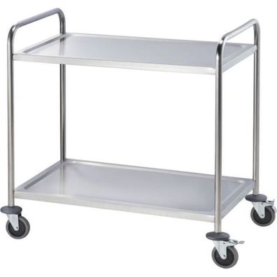 Stalgast Servierwagen Aus Edelstahl, Mit Zwei Borden, 860 X 540 X 940 mm (Bxtxh)