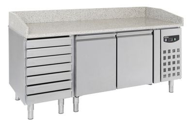 Combisteel Pizzatisch, 2 Türen, 7 Teigschubladen