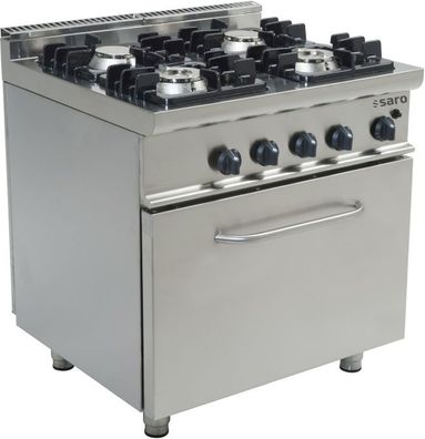 Gastronomie Saro Gasherd Mit Gasbackofen Modell E7Kupg4Lo, Maße B 800 X T 700 X H 850