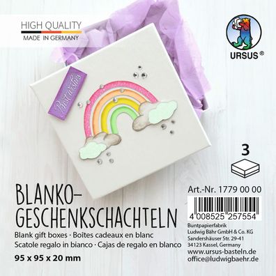 Blanko Geschenkschachteln zum Selbstgestalten, 3 Stück