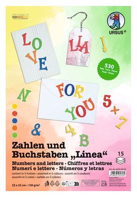 Zahlen und Buchstaben Linea, 530 Stück in 5 Farben