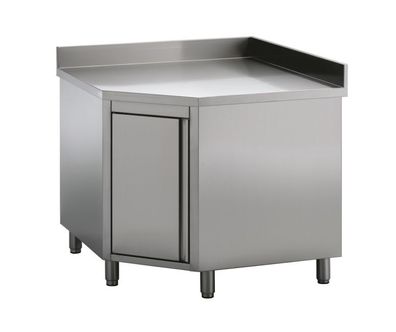 Combisteel Eck-Arbeitsschrank mit 1 Flügeltüre aus Edelstahl 10001000x700x850mm