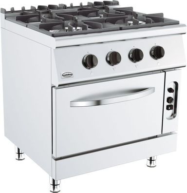 Gastronomie Base 700 Gasherd 4 Br. Mit Gasbackofen