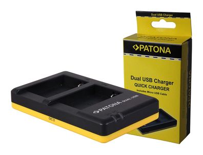 PATONA - Dual Schnell-Ladegerät - Canon NB-10L / NB10 L / NB10L - inkl. Micro-USB