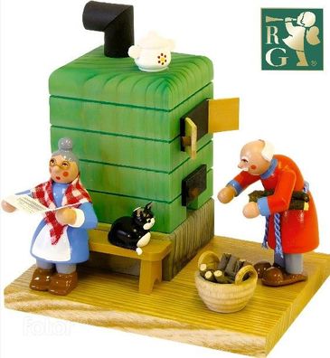 Richard Glaesser Rauchofen mit Oma und Opa aus Seiffen im Erzgebirge