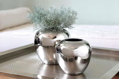 Fink LOSONE, Vase, Eisen, glatt, silberfarben, L. 20 cm, B. 20 cm, H. 20 cm, D