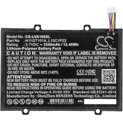 Ersatzakku - CS-LVA100SL - Lenovo A1 / 121500028 - 3,7 Volt 3350mAh Li-Polymer