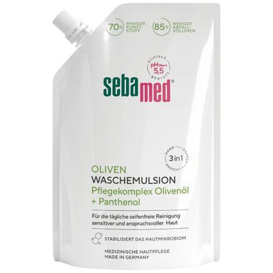 Sebamed seifenfreie flüssig Wasch Emulsion Olive Nachfüllbeutel 400ml