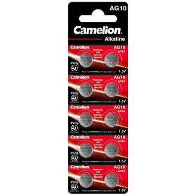 Camelion - AG10 / LR54 / LR1130 / 389 / BP10 - 1,5 Volt 78mAh Alkali Mangan Knopfz