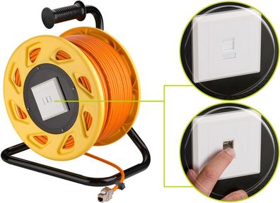 Mobile RJ45 Netzwerk Kabeltrommel, orange