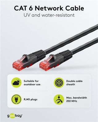CAT 6 Outdoor-Patchkabel, U/UTP, schwarz