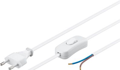 Kabel mit Eurostecker zum Konfektionieren - mit Schalter, 1,5 m, Weiß