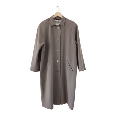 Vintage 90er Wollmantel Damen Langer Trenchcoat Khaki Oversize S-M-L