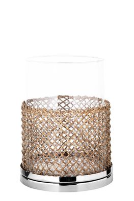 Fink ADRIA, Windlicht mit Glas, Edelstahl , Glas, Schilfrohr, silberfarben, natur,