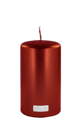 Fink CANDLE, metallic Stumpenkerze, Paraffin, rot, L. 8 cm, B. 8 cm, H. 15 cm, D