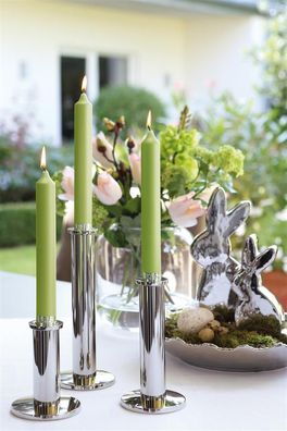 Fink CANDLE, metallic Stabkerze, Paraffin, hellgrün, L. 3 cm, B. 3 cm, H. 25 cm,