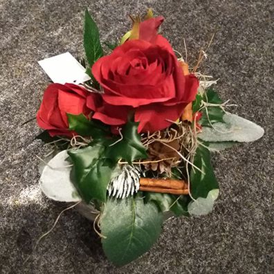 Fink Petitbouquet, Kunstblumenstrauß, Kunstfasern, rot, L. 15 cm, B. 20 cm, H. 15