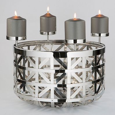 Fink JORIS, Kranz, Windlicht ohne Glas, Edelstahl , silberfarben, L. 41 cm, B. 41