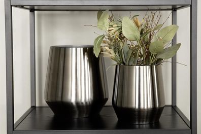 Fink LINEA, Vase, galvanisiert, gebürstet, grau, H. 17 cm, D. 16 cm Höhe: 17.00
