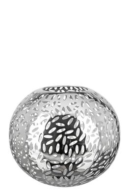 Fink DARIA, Windlicht, Eisen, vernickelt , glatt, grau, silberfarben, L. 22 cm,