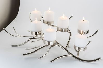 Fink RAMUS, Leuchter, 7-flammig, Aluminium, vernickelt, silberfarben, L. 80 cm,