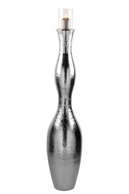 Fink CARUS, Vase, Bodenleuchter, Edelstahl, poliert, gehämmert, silber, H. 135
