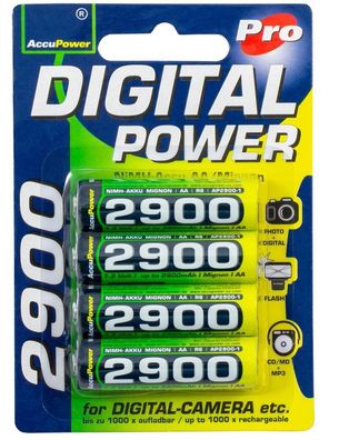AccuPower - AP2900-4 - Mignon AA - 1,2 Volt 2900mAh Ni-MH - 4er Pack