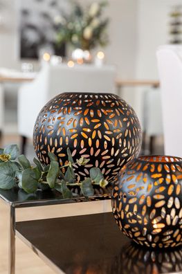 Fink DARIA, Windlicht, Eisen pulverbeschichtet, glatt, schwarz, L. 24 cm, B. 24