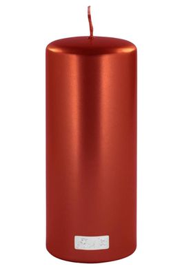 Fink CANDLE, metallic Stumpenkerze, Paraffin, rot, L. 8 cm, B. 8 cm, H. 20 cm, D