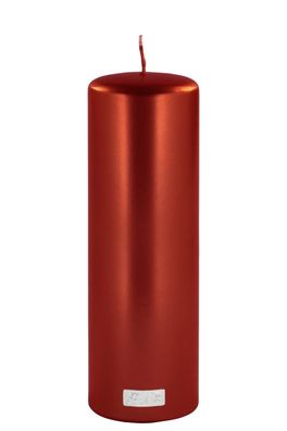 Fink CANDLE, metallic Stumpenkerze, Paraffin, rot, L. 8 cm, B. 8 cm, H. 25 cm, D