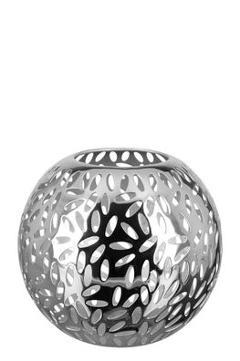 Fink DARIA, Windlicht, Eisen, vernickelt , glatt, grau, silberfarben, L. 17 cm,