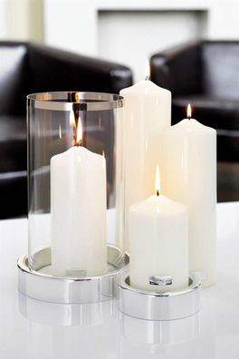 Fink CANDLE, gelackte Stumpenkerze, Paraffin, weiß, L. 8 cm, B. 8 cm, H. 20 cm,
