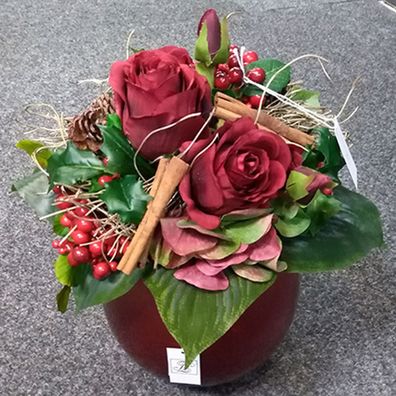 Fink CAPILO, Kunstblumenstrauß, Kunstfasern, rot, H. 30 cm, D. 30 cm 184079