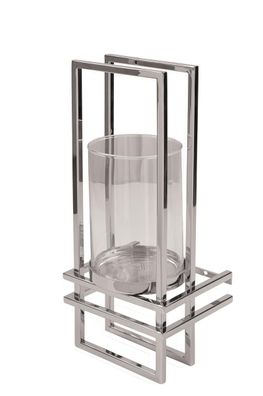 Fink DUALIS, Windlicht, Wanddekoration, Windlicht mit Glas, Edelstahl, vernickelt,