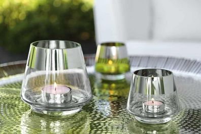 Fink JONA, Teelichthalter, Silberfolie, glatt, silberfarben, transparent, L. 11