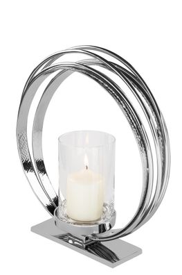 Fink Colette, Teelichthalter, Aluminium, vernickelt, glatt, silber, L. 41 cm, B
