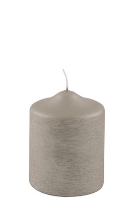 Fink CANDLE, gebürstet metallic Stumpenkerze, Paraffin, stein, L. 8 cm, B. 8 cm,