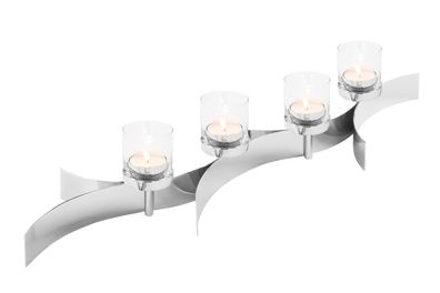 Fink MELODY, Teelichthalter, 4-flammig, vernickelt, silberfarben, L. 89 cm, B. 22