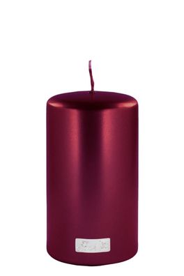 Fink CANDLE, metallic Stumpenkerze, Paraffin, dunkelrot, L. 8 cm, B. 8 cm, H. 15