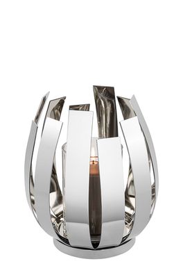 Fink ORFEA, Windlicht mit Glas, Glas, silber, H. 30 cm, D. 28 cm Höhe: 30.00 cm